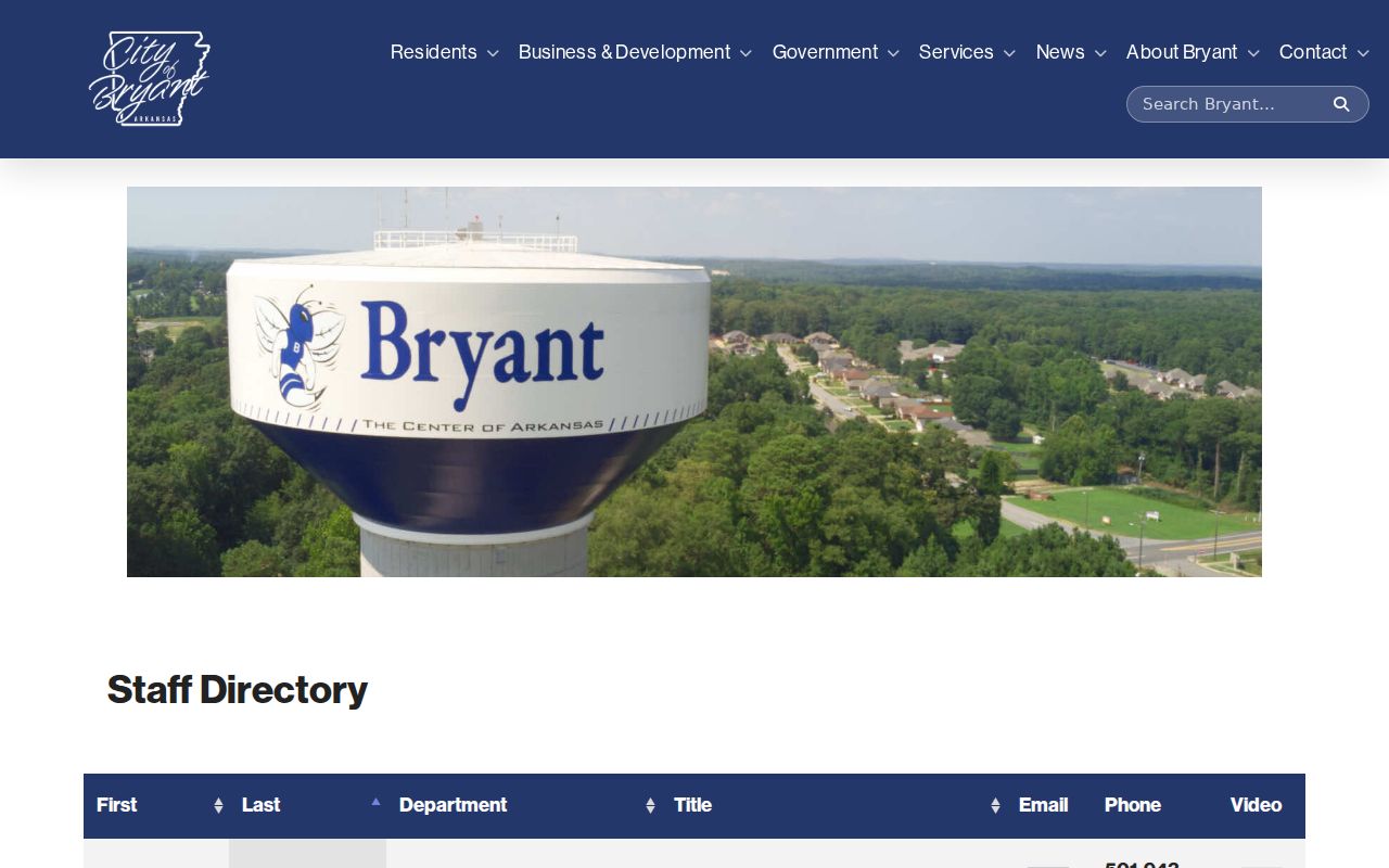 Bryant people search City of Bryant staff directory
