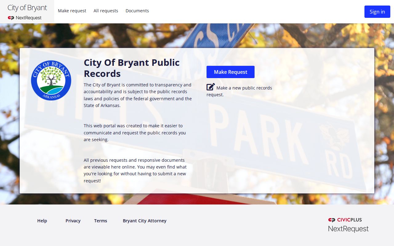 Bryant people search City of Bryant NextRequest public records